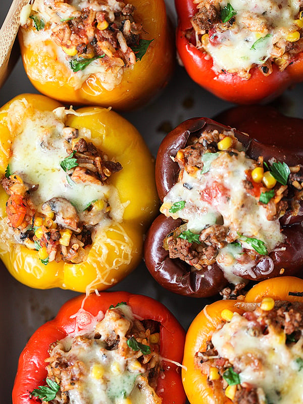 Ground Beef Stuffed Bell Peppers Recipe with cheese