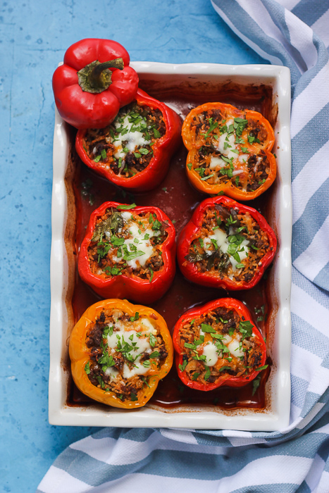 baked stuffed peppers from the oven