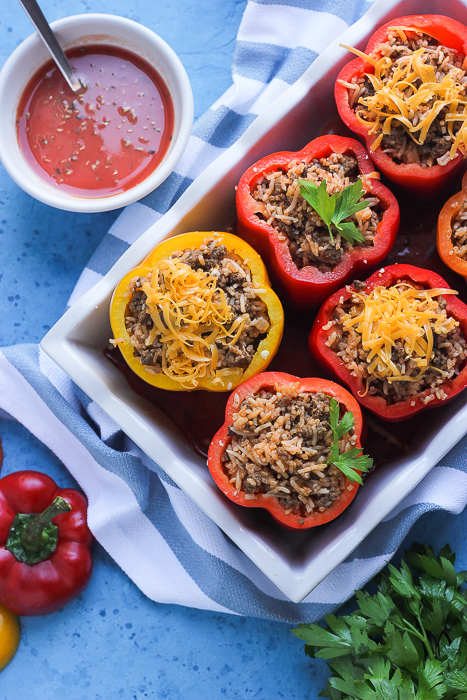 Stuffed Peppers with Rice & Ground Beef